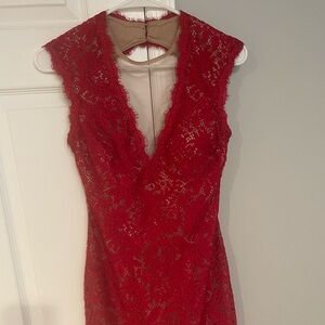 Red lace dress